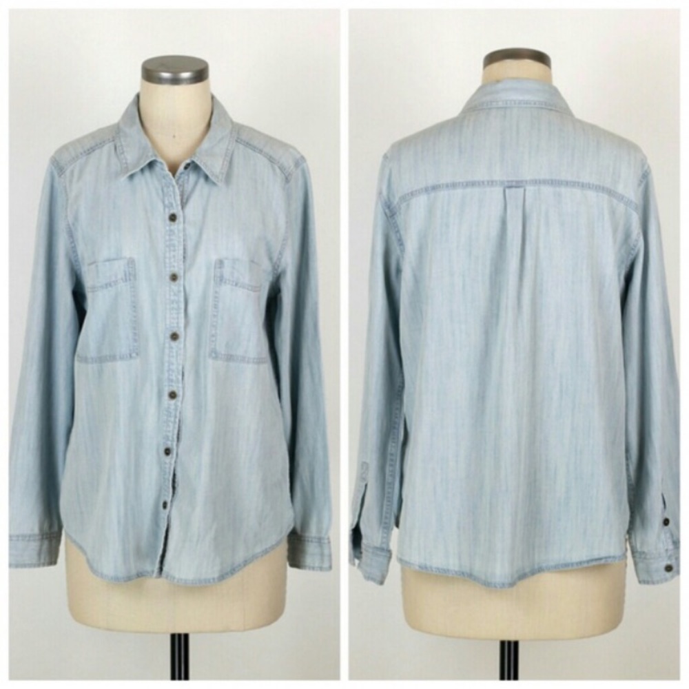 Womens Eileen Fisher Denim Button-Up Shirt Large